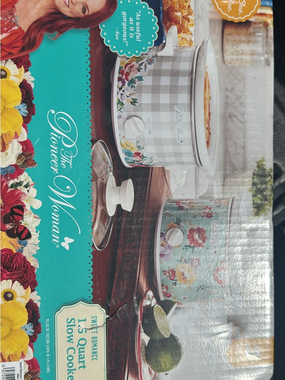 The Pioneer Woman Turquoise Floral Gingham Slow Cooker - Picture 2 of 2